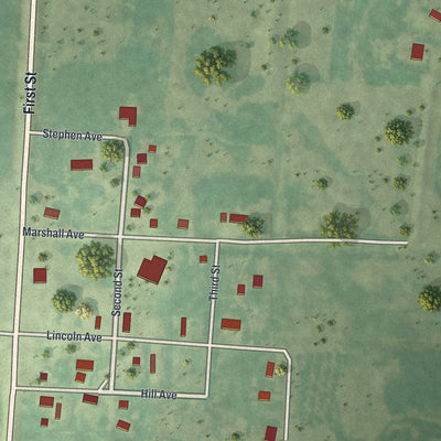 Close-up of the map of Holt, Minnesota print showing street and building detail