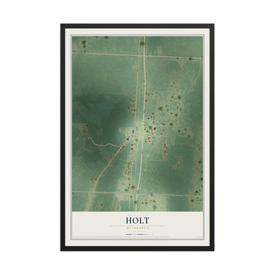 Map of Holt, Minnesota, 12 x 18 inch print in a black wood frame