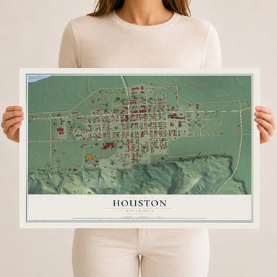 Map of Houston, Minnesota, 12 x 18 inch unframed archival matte print