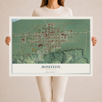 Map of Houston, Minnesota, 24 x 36 inch unframed archival matte print