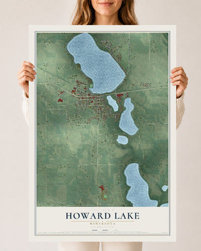 Map of Howard Lake, Minnesota, 24 x 36 inch unframed archival matte print