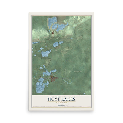 Map of Hoyt Lakes, Minnesota, 12 x 18 inch unframed archival matte print