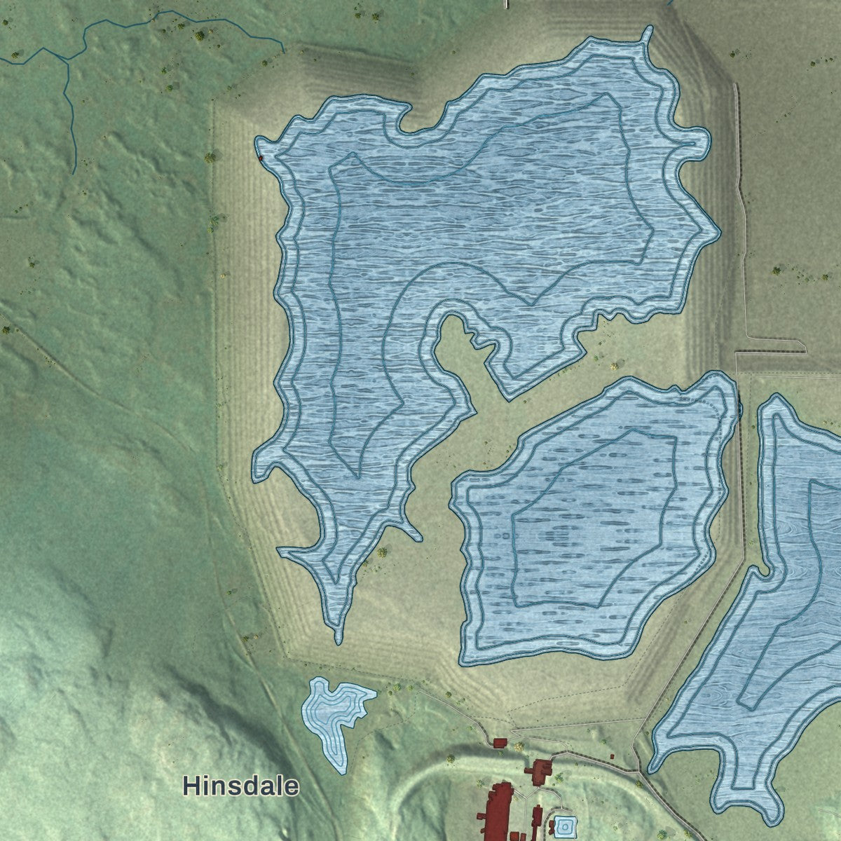 Second close-up of the map of Hoyt Lakes, Minnesota print showing more streets and buildings