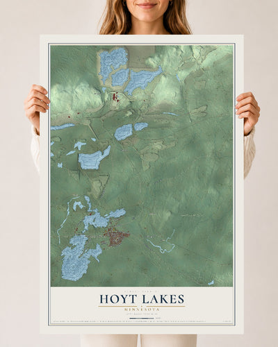 Map of Hoyt Lakes, Minnesota, 24 x 36 inch unframed archival matte print