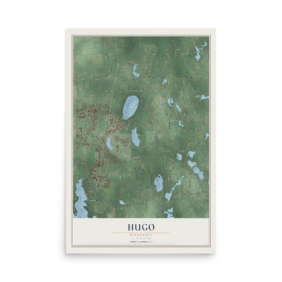 Map of Hugo, Minnesota, 12 x 18 inch unframed archival matte print