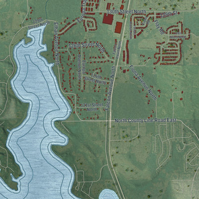 Second close-up of the map of Hugo, Minnesota print showing more streets and buildings