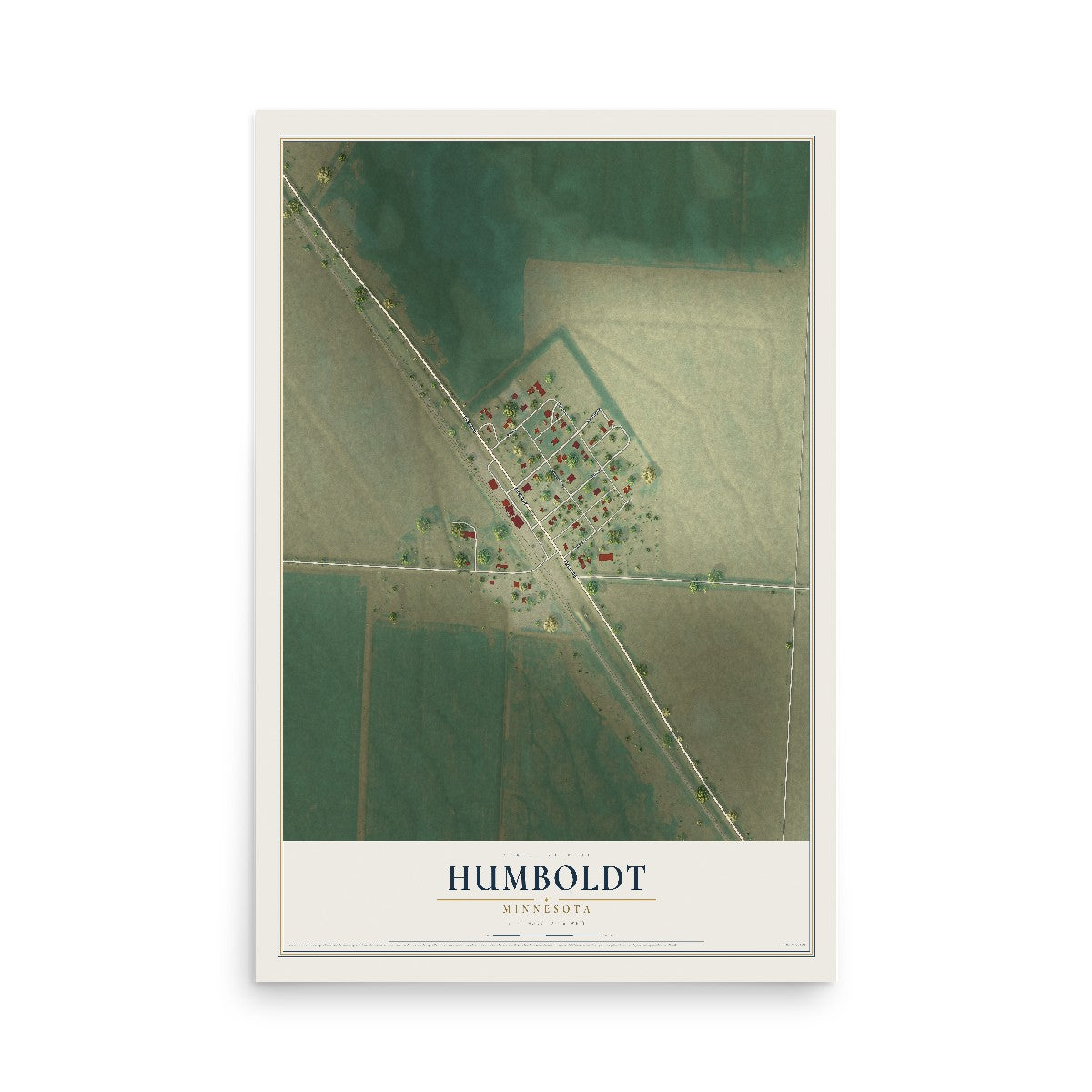 Map of Humboldt, Minnesota, 12 x 18 inch unframed archival matte print