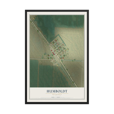 Map of Humboldt, Minnesota, 12 x 18 inch print in a black wood frame