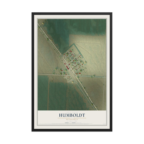 Map of Humboldt, Minnesota, 12 x 18 inch print in a black wood frame