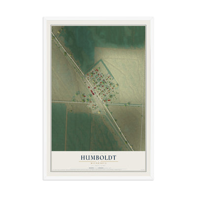 Map of Humboldt, Minnesota, 12 x 18 inch print in a white wood frame