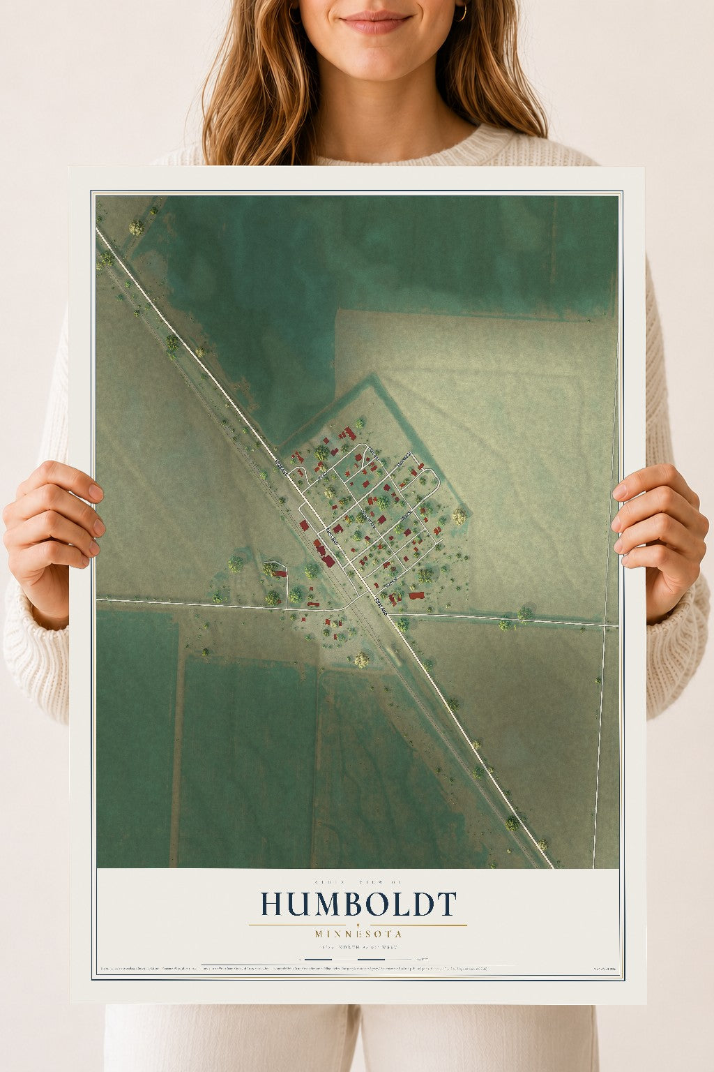 Map of Humboldt, Minnesota, 18 x 24 inch unframed archival matte print