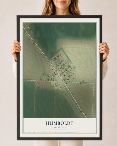 Map of Humboldt, Minnesota, 24 x 36 inch print in a black wood frame
