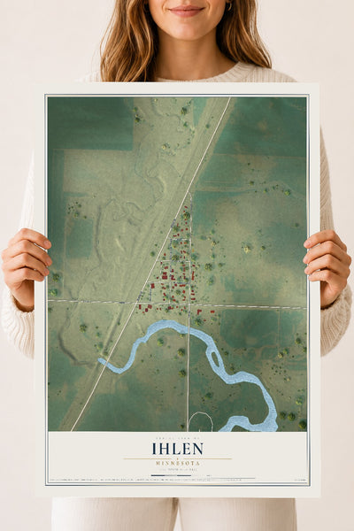 Map of Ihlen, Minnesota, 18 x 24 inch unframed archival matte print