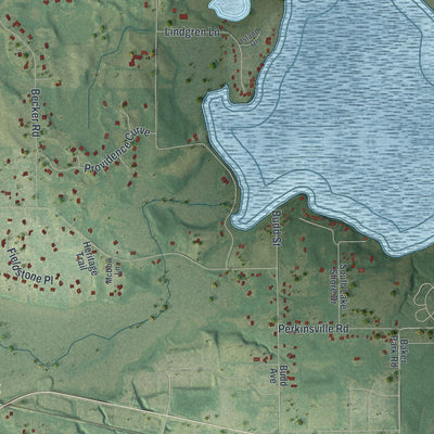 Close-up of the map of Independence, Minnesota print showing street and building detail