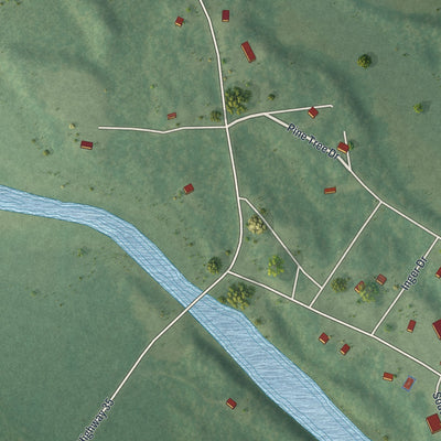 Close-up of the map of Inger, Minnesota print showing street and building detail