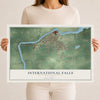 Map of International Falls, Minnesota, 12 x 18 inch unframed archival matte print