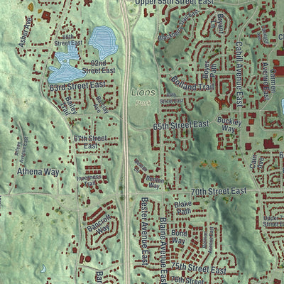 Second close-up of the map of Inver Grove Heights, Minnesota print showing more streets and buildings
