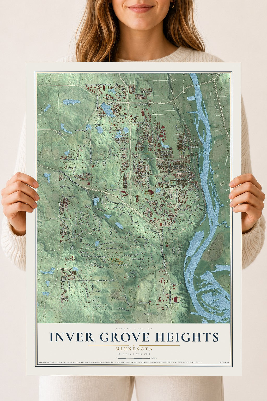 Map of Inver Grove Heights, Minnesota, 18 x 24 inch unframed archival matte print