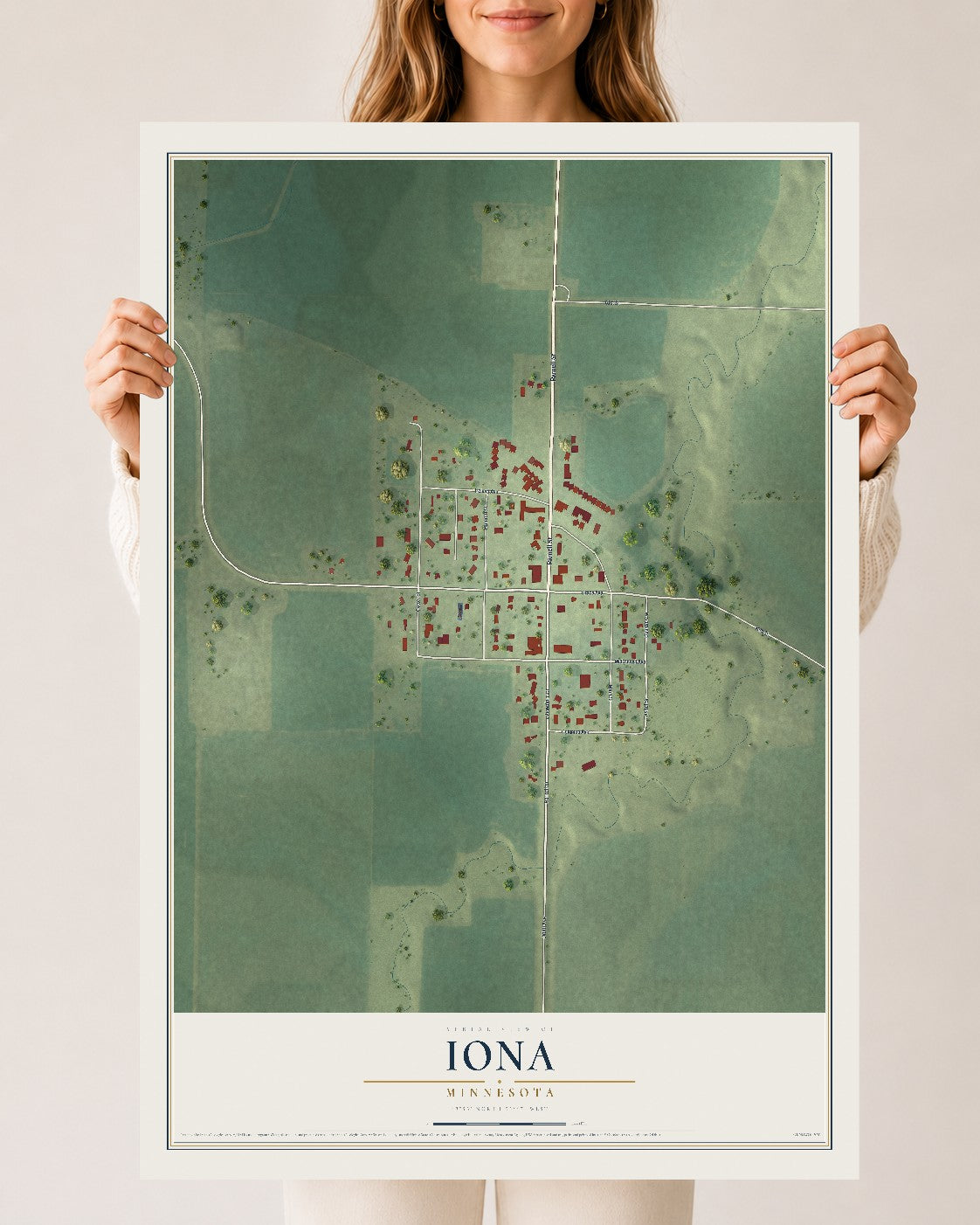 Map of Iona, Minnesota, 24 x 36 inch unframed archival matte print