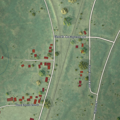 Close-up of the map of Iron Junction, Minnesota print showing street and building detail