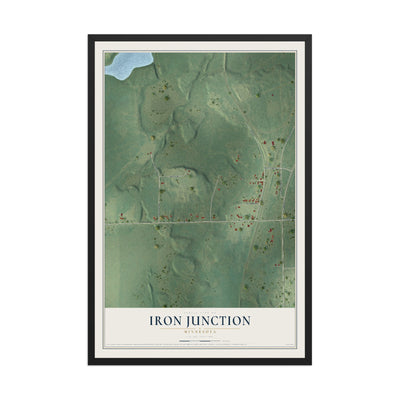 Map of Iron Junction, Minnesota, 12 x 18 inch print in a black wood frame