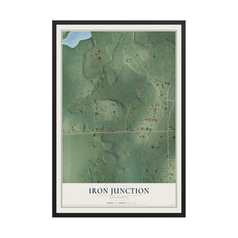 Map of Iron Junction, Minnesota, 12 x 18 inch print in a black wood frame