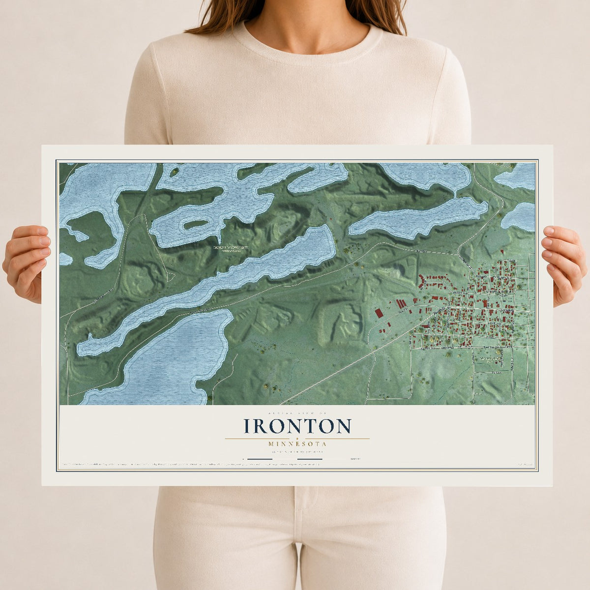 Map of Ironton, Minnesota, 12 x 18 inch unframed archival matte print