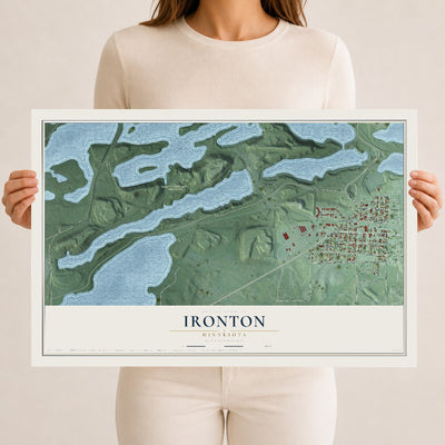 Map of Ironton, Minnesota, 12 x 18 inch unframed archival matte print