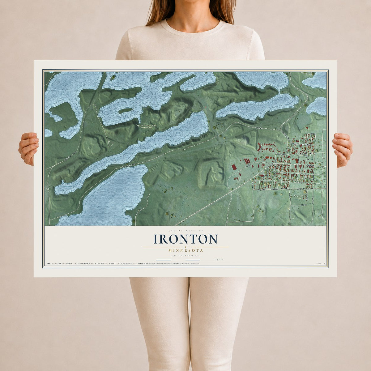 Map of Ironton, Minnesota, 24 x 36 inch unframed archival matte print