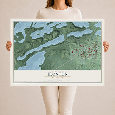 Map of Ironton, Minnesota, 24 x 36 inch unframed archival matte print