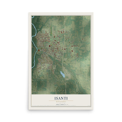 Map of Isanti, Minnesota, 12 x 18 inch unframed archival matte print