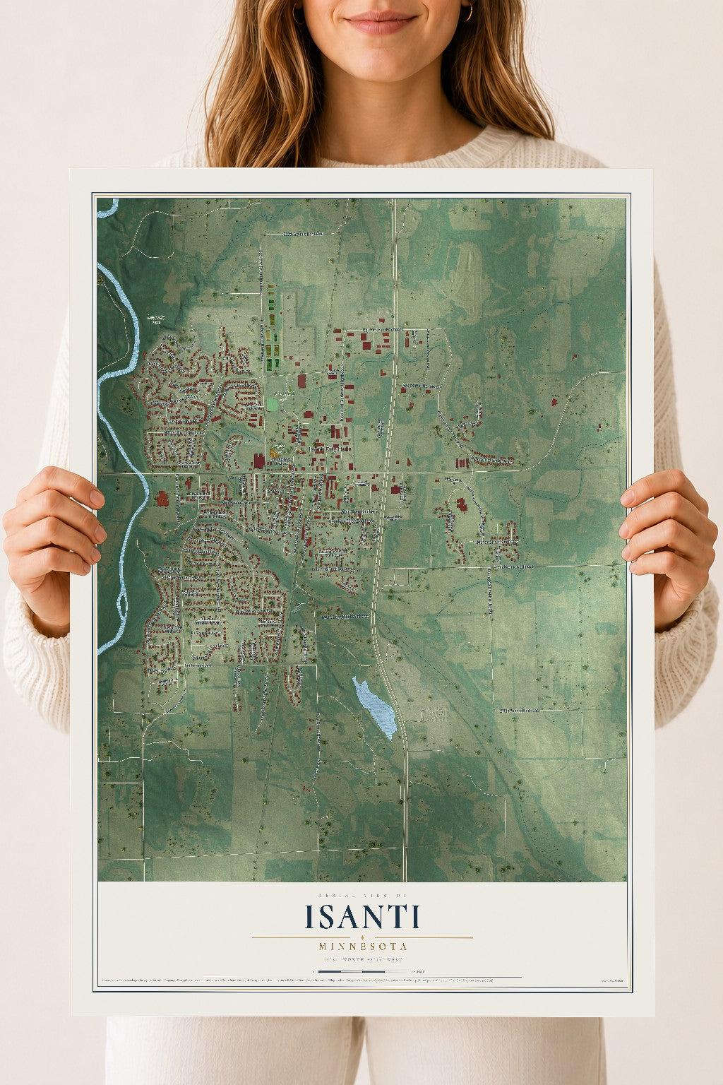 Map of Isanti, Minnesota, 18 x 24 inch unframed archival matte print