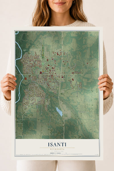 Map of Isanti, Minnesota, 18 x 24 inch unframed archival matte print