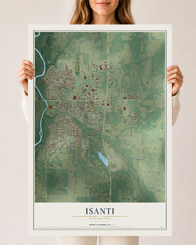 Map of Isanti, Minnesota, 24 x 36 inch unframed archival matte print