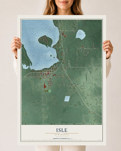 Map of Isle, Minnesota, 24 x 36 inch unframed archival matte print