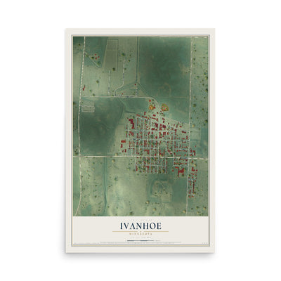 Map of Ivanhoe, Minnesota, 12 x 18 inch unframed archival matte print