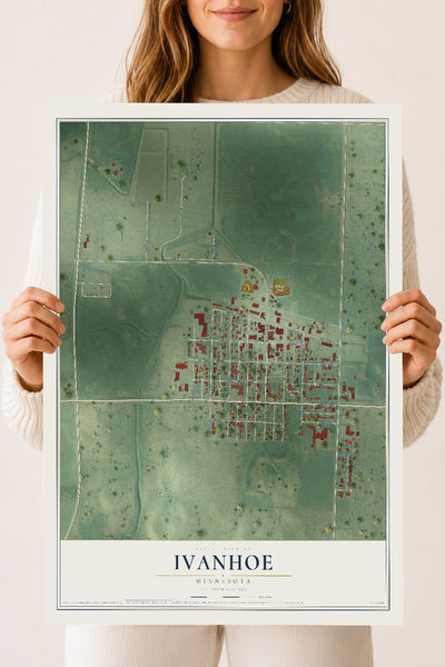 Map of Ivanhoe, Minnesota, 18 x 24 inch unframed archival matte print