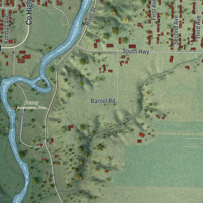 Second close-up of the map of Jackson, Minnesota print showing more streets and buildings