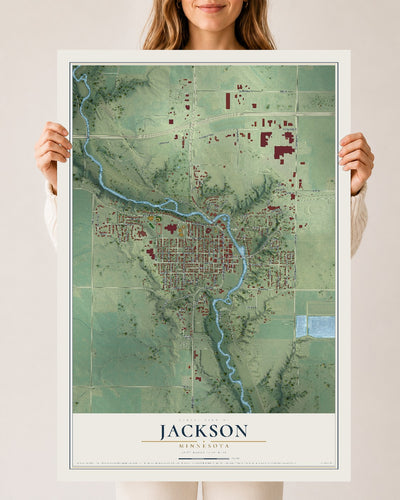 Map of Jackson, Minnesota, 24 x 36 inch unframed archival matte print
