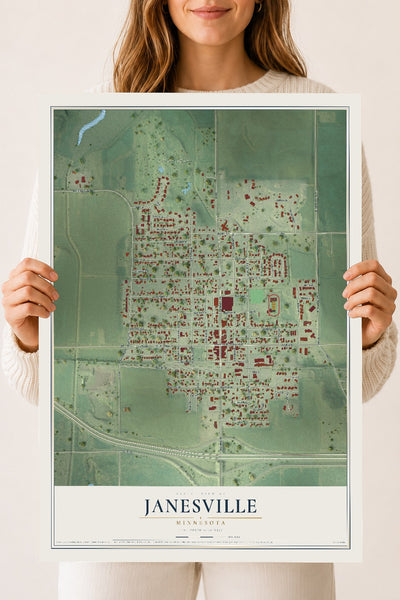 Map of Janesville, Minnesota, 18 x 24 inch unframed archival matte print