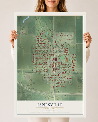 Map of Janesville, Minnesota, 24 x 36 inch unframed archival matte print