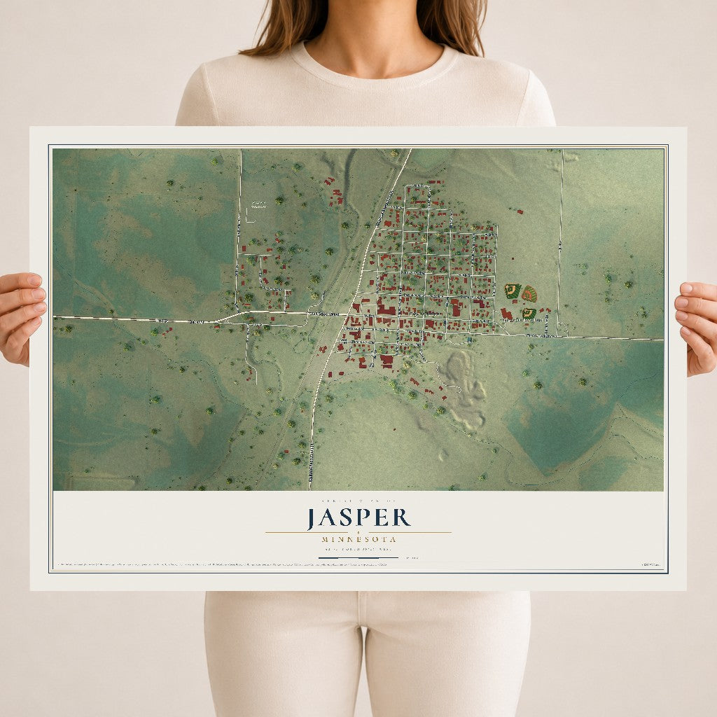 Map of Jasper, Minnesota, 18 x 24 inch unframed archival matte print