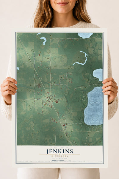 Map of Jenkins, Minnesota, 18 x 24 inch unframed archival matte print