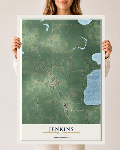 Map of Jenkins, Minnesota, 24 x 36 inch unframed archival matte print