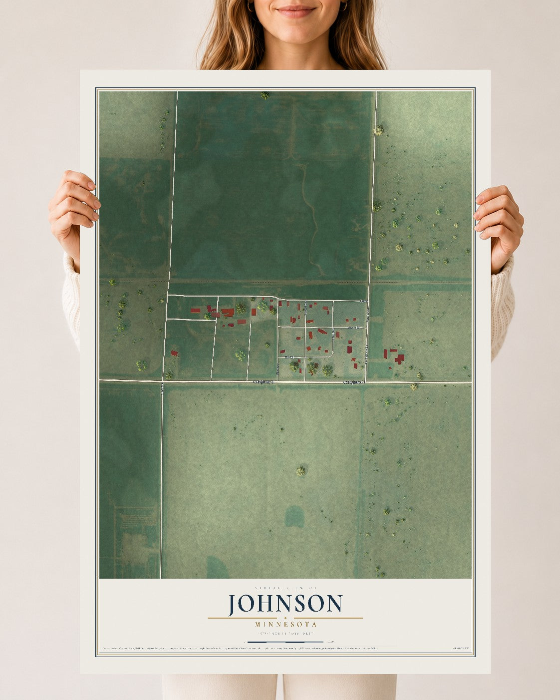 Map of Johnson, Minnesota, 24 x 36 inch unframed archival matte print