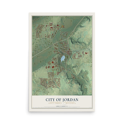 Map of Jordan, Minnesota, 12 x 18 inch unframed archival matte print
