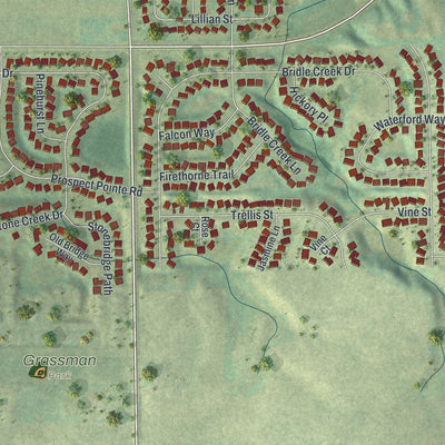 Close-up of the map of Jordan, Minnesota print showing street and building detail