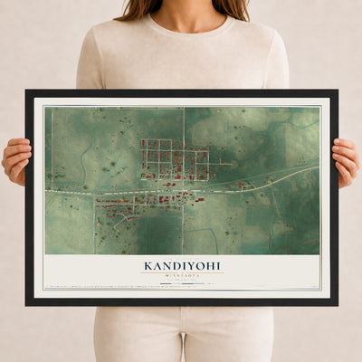 Map of Kandiyohi, Minnesota, 12 x 18 inch print in a black wood frame