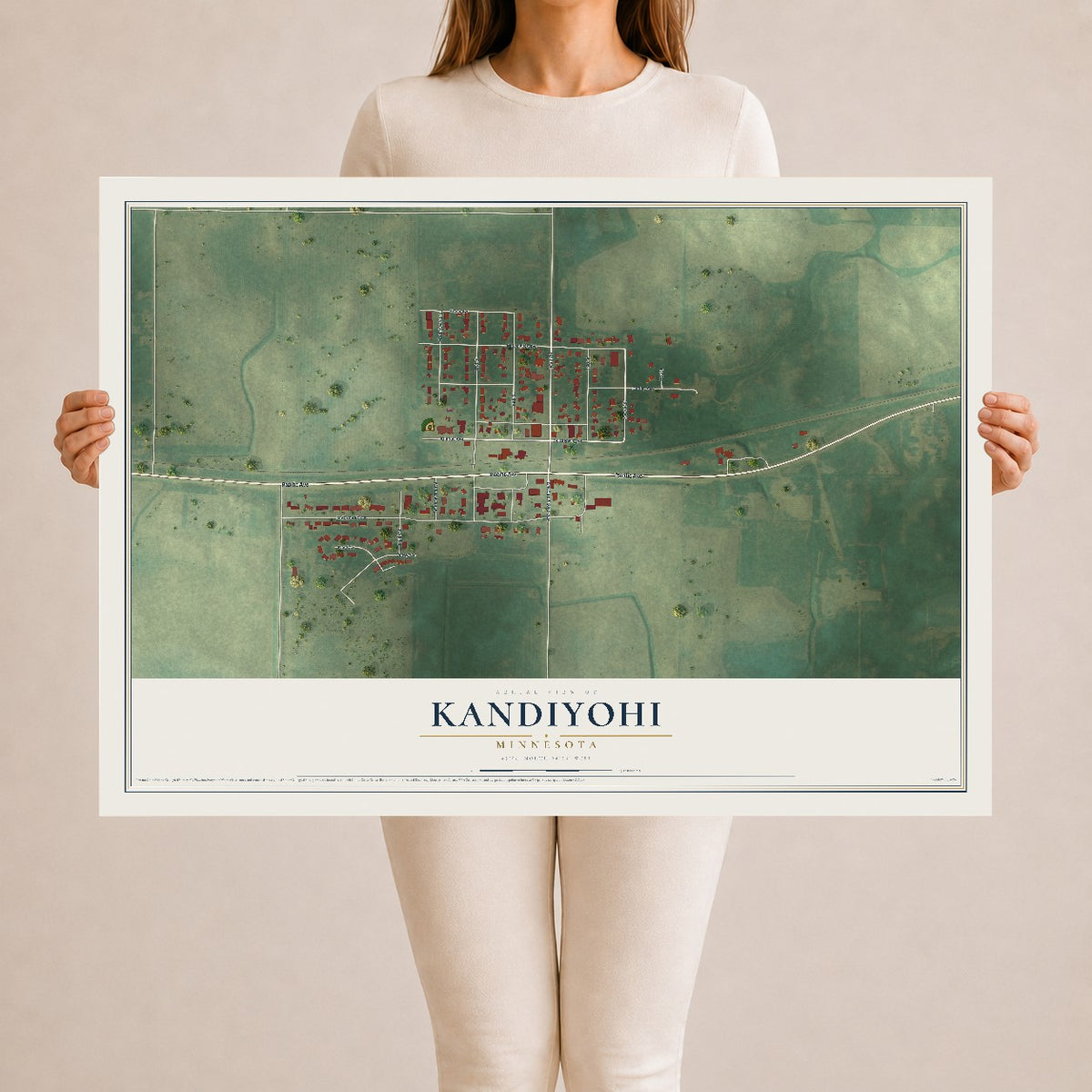 Map of Kandiyohi, Minnesota, 24 x 36 inch unframed archival matte print