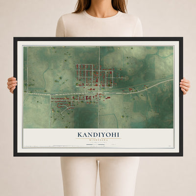 Map of Kandiyohi, Minnesota, 24 x 36 inch print in a black wood frame